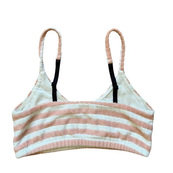 Sincerely Jules for Bandier Pink & White Terry Cloth Shorts/ Top Set Size Small - Picture 3 of 5